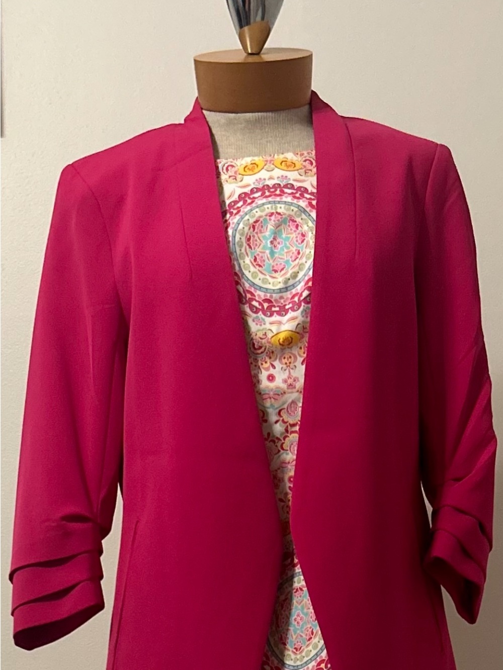 Women's Open Front Blazer Jacket - Magenta